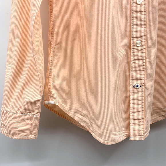Gap Orange White Stripe Lived In Button Down Shirt - Picture 5 of 8